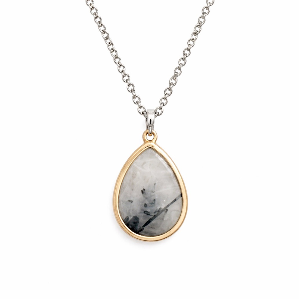 Nordstrom Teardrop Dendritic Agate Pendant Necklace